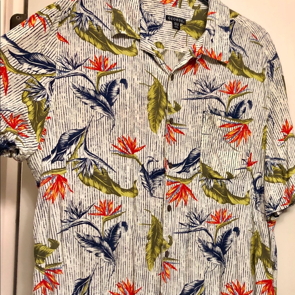 George men’s Hawaiian/floral button-front shirt